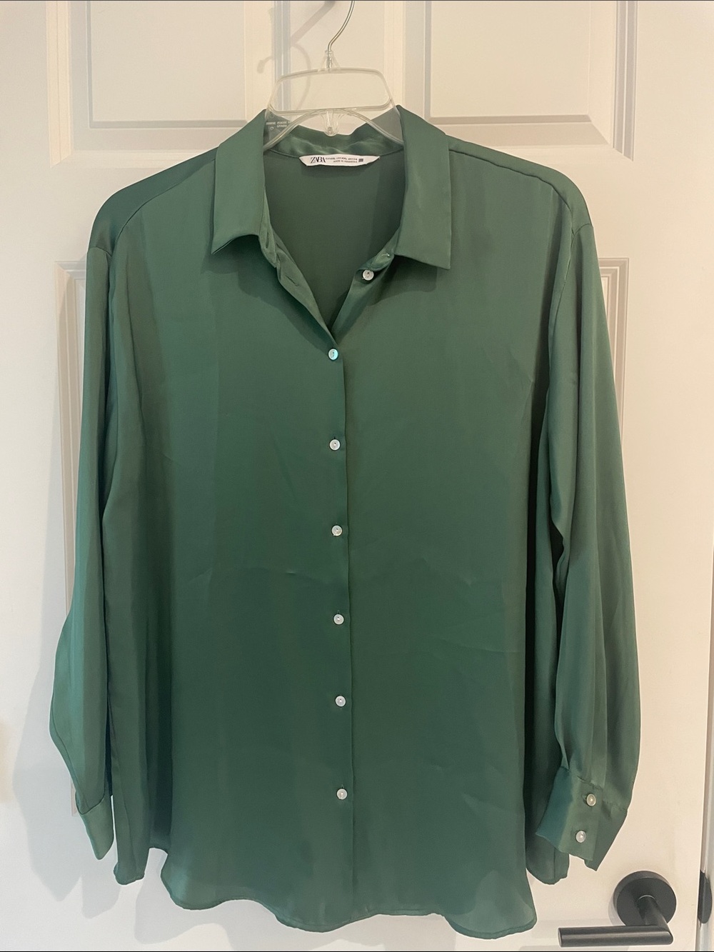 Zara Forest Green Long-Sleeve Button Shirt